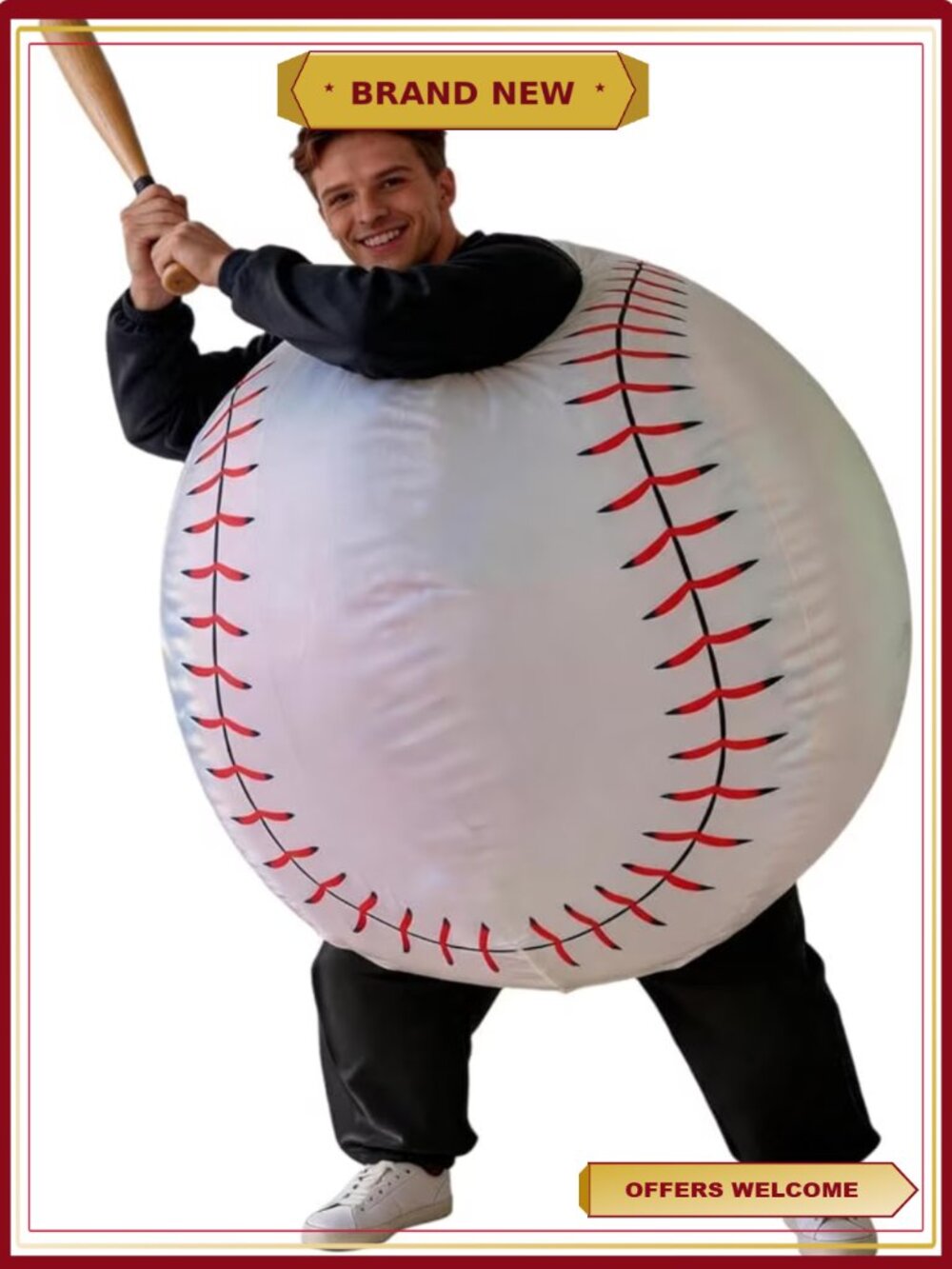 Inflatable Baseball Costume Blow Up Suit Halloween Cosplay Party